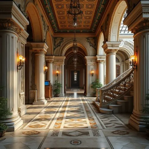 hallway,entrance hall,foyer,corridor,corridors,cochere,entranceway,enfilade,entryway,lobby,mirogoj,royal interior,dolmabahce,hallway space,marble palace,outside staircase,atriums,ritzau,staircase,portico,Photography,General,Realistic