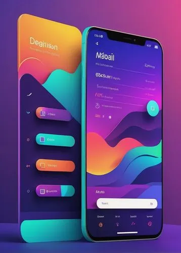 Modern mobile app, flat design, sleek icons, navigation bar, tab layout, scrolling list, 3D transition effects, material design, clean typography, minimalist UI, subtle shadows, rounded corners, color