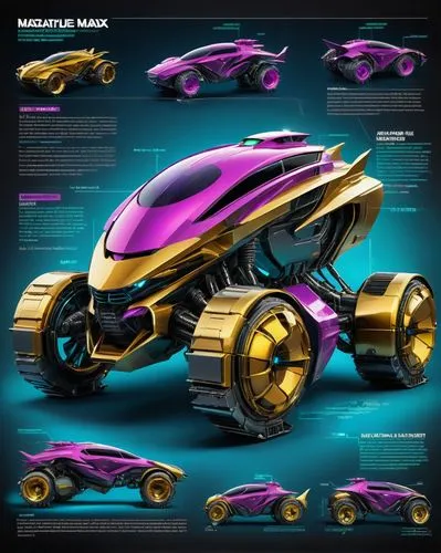 Architecture Sketch (industrial design of a futuristic lunar vehicle inspired by the movie Batman and Mad Max, powered by General motors and Lockheed martin, with notes on materials and measurements, 