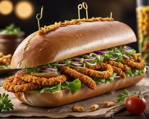 submarine sandwich with fried noodies filling,original chicken sandwich,burger king grilled chicken sandwiches,chicken burger,burger king premium burgers,food photography,cemita,runza food,remoulade,e