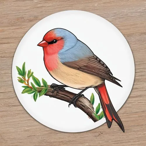 waxbill,swee waxbill,red finch,red-browed finch,red headed finch,rosefinch,java finch,decorative plate,parrotfinch,wooden plate,tanager,eurasian bullfinch,european finch,waxbills,male finch,house finch,scarlet honeyeater,robin redbreast,grosbeak,bird illustration,Unique,Design,Sticker