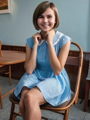 a girl in a dress,nabiullina,ceausescu,danilova,sitting on a chair,petrushova,Photography,General,Realistic