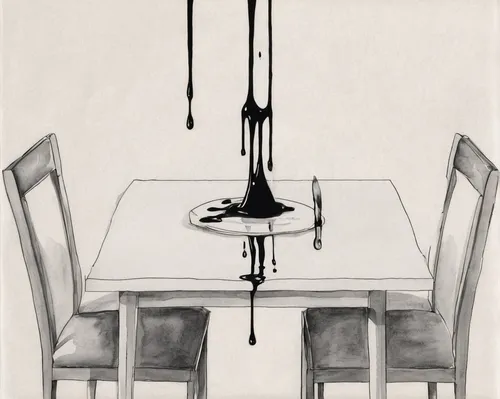 dining table,black table,table and chair,kitchen table,dining,dining room table,table,tables,dining room,table setting,place setting,tablescape,utensils,bistrot,set table,table artist,tableware,leittafel,long table,knife and fork,Illustration,Black and White,Black and White 34