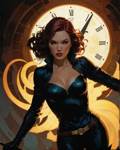 Though nothing will keep us together
We can steal time just for one day
We can be heroes forever and ever
What do you say?,black widow,madelyne,timekeeper,transistor,clock face,selina,brubaker,romanof