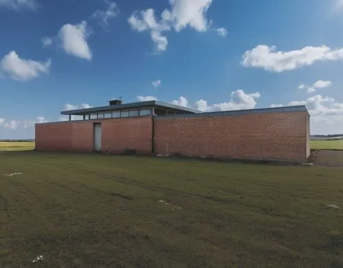 an old, old building near a dirt road,bentwaters,clubrooms,majdanek,elvington,windschuttle,wanuskewin,360 ° panorama,aerodrome,tempelhof,siksika,guardhouse,treblinka,remota,westerhever,guardhouses,blo