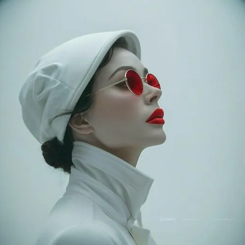 background,red lips,red lipstick,conceptual photography,cover,cd cover,white and red,blindfold,dita,pierrot,blindfolded,vintage woman,mime,tilda,magazine cover,retro woman,geisha,rouge,geisha girl,red