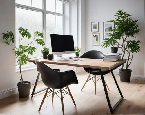 Modern interior design, spec sheet on desk, minimalist office space, wooden floor, white walls, large windows, natural light pouring in, sleek metal chair, ergonomic design, adjustable armrests, black