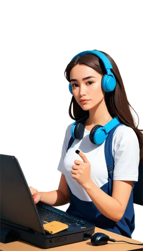 girl at the computer,girl studying,programadora,blur office background,secretarial,school administration software,women in technology,distance learning,correspondence courses,wireless headset,online courses,girl sitting,music background,computer science,telephone operator,computer addiction,computer graphic,computer graphics,online learning,estudiante,Illustration,Vector,Vector 10