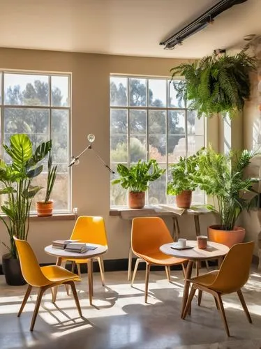 breakfast room,mid century modern,house plants,houseplants,modern decor,hanging plants,contemporary decor,potted plants,boxwoods,planters,dining room,mid century,the coffee shop,banquette,breakfast table,sunroom,interior decor,strelitzia orchids,dining table,vitra,Conceptual Art,Oil color,Oil Color 22