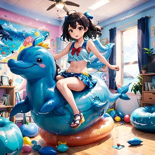 inflata,mio,studio ghibli,ghibli,inflatable pool,3d fantasy,Anime,Anime,Realistic