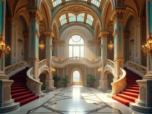 hallway,europe palace,staircase,entrance hall,marble palace,enfilade,corridor,staircases,cochere,grandeur,hall of the fallen,hermitage,ornate room,archly,royal interior,ornate,corridors,neoclassical,foyer,baroque,Photography,General,Realistic