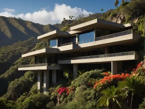 fresnaye,tropical house,dunes house,bougainvilleans,3d rendering,neutra,cliffside,render,renders,house in the mountains,cantilevered,amanresorts,tanoa,house in mountains,mid century house,mountainside,kahana,muhana,modern house,cantilevers,Illustration,Black and White,Black and White 08