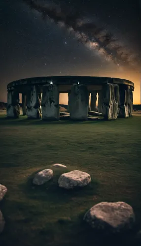 Uma bela noite de um céu estrelado com um belo luar,stone henge,megaliths,megalithic,stonehenge,neolithic,lanyon quoit,dolmen,stone circles,stone circle,chambered cairn,standing stones,ring of brodgar