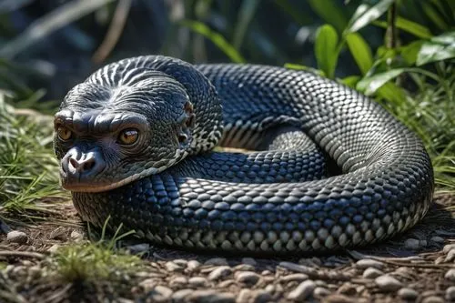 eastern indigo snake,african house snake,common kingsnake,red bellied black snake,indian cobra,kingsnake,grass snake,venomous snake,rat snake,groundsnake,king cobra,glossy snake,black snake,banded water snake,sharptail snake,plain bellied watersnake,black mamba,blue snake,pointed snake,plains gartersnake,Photography,General,Realistic