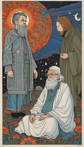 the three wise men,three wise men,alfons mucha,the three magi,birth of christ,wise men,king lear,contemporary witnesses,birth of jesus,the abbot of olib,candlemas,the death of socrates,holy three kings,third advent,hieromonk,fourth advent,the third sunday of advent,mucha,archimandrite,father frost,Illustration,Black and White,Black and White 20