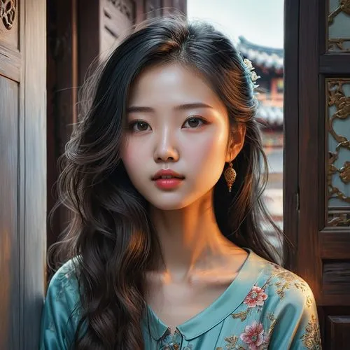 oriental girl,mongolian girl,vietnamese woman,asian woman,xueying,youliang,jianying,yanzhao,girl portrait,suzong,jianxing,mystical portrait of a girl,world digital painting,digital painting,jingwen,oriental princess,wenzhao,asian girl,japanese woman,sizhao,Illustration,Realistic Fantasy,Realistic Fantasy 12