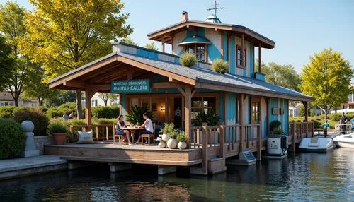 houseboat,houseboats,house by the water,boat house,boathouse,stilt houses,stilt house,house with lake,boathouses,floating huts,montlake,deckhouse,dockside,boat shed,pool house,fisherman's house,waterhouses,boat dock,foster city,summer cottage