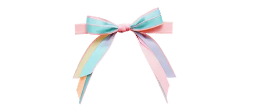 Vibrant colorful bow, ribbon-like, intricate design, satin texture, delicate shape, tied in a knot, hanging from a string, gentle swaying motion, soft focus, warm lighting, pastel colors, whimsical at