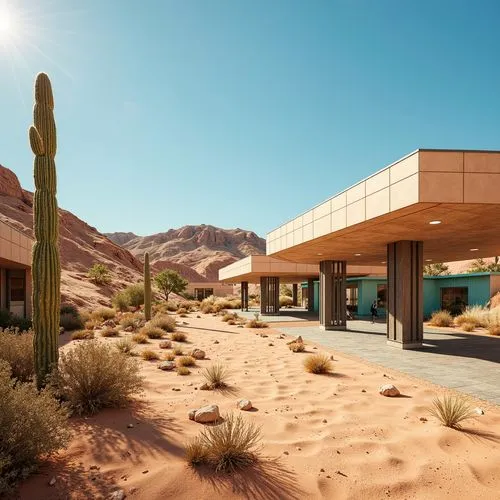 dunes house,desert landscape,desert desert landscape,the desert,mid century house,amanresorts,desertlike,earthship,desert,mid century modern,dune ridge,cubic house,carports,luxury property,deserts,wild west hotel,flowerful desert,arid landscape,3d rendering,landscapre desert safari