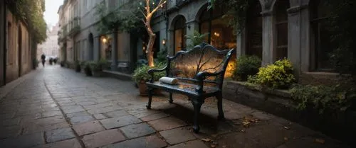 bench,man on a bench,park bench,old chair,old linden alley,benches,wooden bench,garden bench,streetscape,alley,cannaregio,bench chair,lensbaby,alleyway,bokeh effect,streetside,street lantern,gastown,h