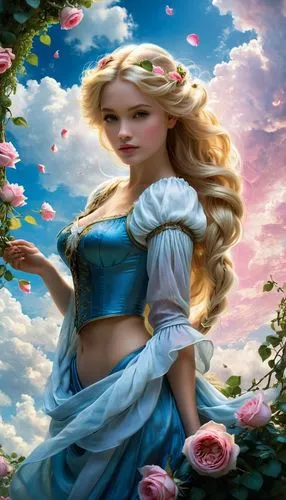 rosa 'the fairy,fairy tale character,rapunzel,cinderella,glinda,fantasy picture,Conceptual Art,Fantasy,Fantasy 11