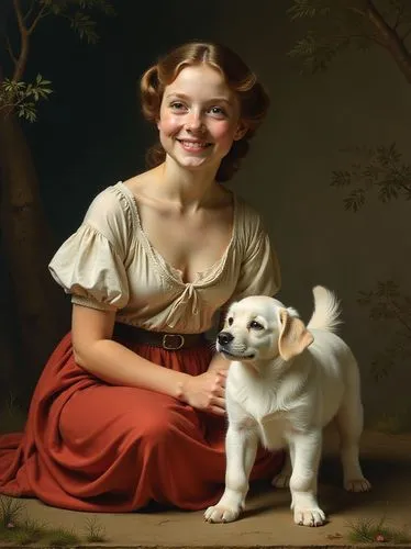 girl with dog,batoni,honthorst,shih tzu,zuercher,shepherdess