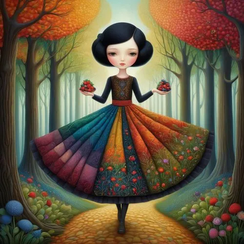 ballerina in the woods,girl in a long dress,fairie,rosa 'the fairy,girl with tree,girl in flowers,fairy tale character,a girl in a dress,girl in the garden,musidora,rosa ' the fairy,fairy peacock,primavera,enriqueta,flamenca,hanbok,persephone,cosmos autumn,habanera,autumn background,Illustration,Realistic Fantasy,Realistic Fantasy 27