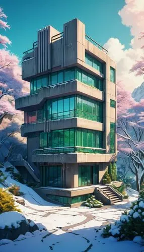 sky apartment,cubic house,holiday complex,apartment block,modern architecture,hashima,cybertown,modern house,zoku,graecorum,susukino,arcology,escala,apartment building,brutalism,residential,aqua studio,contemporary,hypermodern,cube house,Illustration,Japanese style,Japanese Style 03