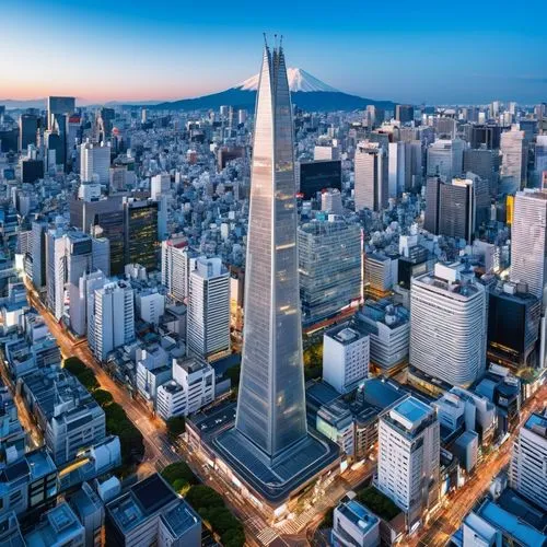 Tokyo cityscape, futuristic skyscrapers, neon lights, bustling streets, Shibuya crossing, modern architecture, sleek lines, glass facades, steel beams, grand staircases, marble floors, high ceilings, 