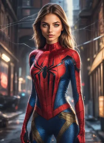 woman, ambient mysterious light, hyper detailed, highly detailed, insanely detailed, beautiful, realistic, stunning, perfect lighting, mind blowing, award winning,mary jane,superhero background,spider