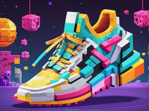 80's design,retro eighties,80s,garish,eighties,neon candies,sneakers,neon arrows,dribbble,shoes icon,fashion vector,neon candy corns,futuristic,tinker,neon ghosts,sneaker,artistic roller skating,retro styled,pixaba,walking shoe,Unique,Pixel,Pixel 03