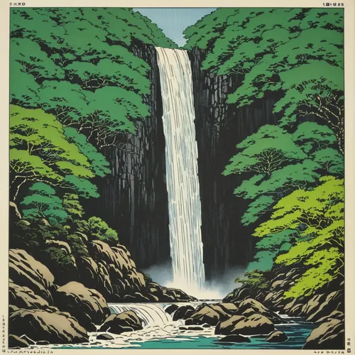 cool woodblock images,travel poster,yakushima,kumano kodo,falls,woodblock prints,ash falls,water falls,falls of the cliff,arashiyama,wasserfall,japan,waterfall,shizuoka prefecture,green waterfall,water fall,brown waterfall,cascade,cascades,waterfalls,Illustration,Japanese style,Japanese Style 11