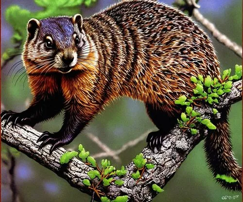 Wild Groundhog in the branches,indian palm squirrel,tree squirrel,african bush squirrel,eurasian squirrel,sciurus carolinensis,ring-tailed,fox squirrel,south american gray fox,coatimundi,tree chipmunk