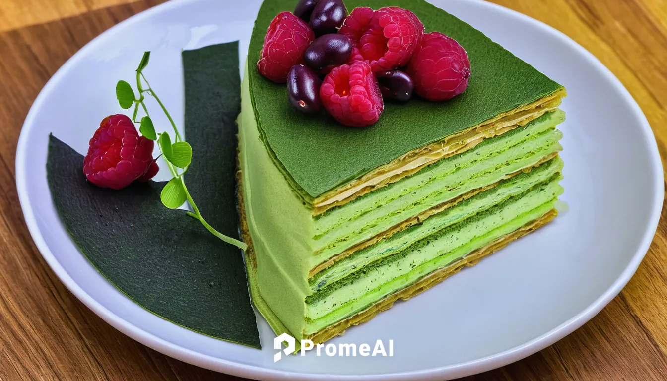 Matcha & Red Bean Mille Crepe Cake (By: Yippii Gift Cake from Kuala Lumpur),water chestnut cake,taro cake,dobos torte,layer cake,mandarin cake,baumkuchen,japanese kuchenbaum,sandwich cake,gelatin dess