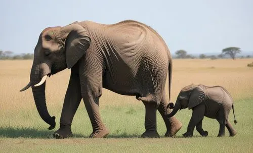 elephant with cub,mama elephant and baby,african elephants,tuskers,amboseli,elephant herd