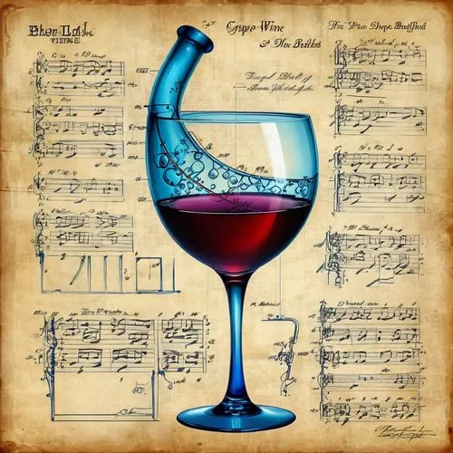 wineglass,a glass of wine,wine glass,redwine,merlot wine,glass of wine,music sheet,drinkwine,musical score,wine,sheet music,a glass of,red wine,music notes,vinos,watercolor wine,bottle of wine,pink trumpet wine,leofwine,wild wine,Unique,Design,Blueprint