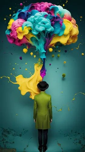 A wandering mind, colorful, whimsical,computational thinking,cognitive psychology,person thinking,woman thinking,conceptual photography,man thinking,thinking man,emotional intelligence,mind,overthinki