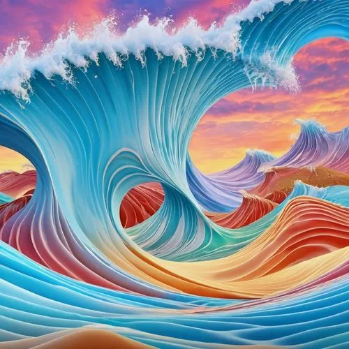 ocean waves,coral swirl,wave pattern,rainbow waves,water waves,tidal wave,Photography,General,Realistic