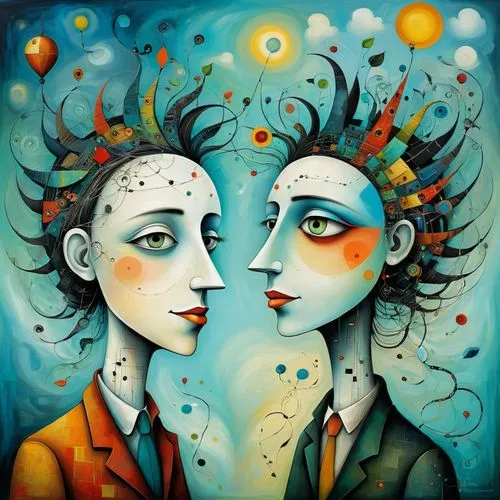 surrealists,amantes,two people,man and woman,imaginacion,vivants,Illustration,Abstract Fantasy,Abstract Fantasy 01