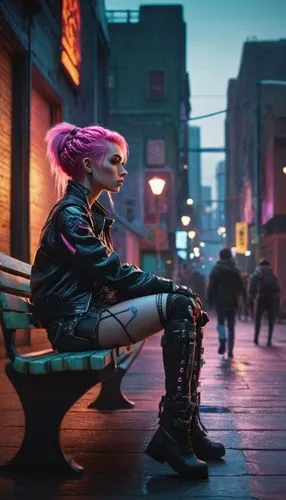 cyberpunk,jinx,vi,punk,cyberpunks,dusk,maeve,ceravolo,zarya,soho,alleyway,diavolo,nyx,alleycat,alley,dusk background,kaidan,domino,kallen,shadowrun,Illustration,American Style,American Style 06