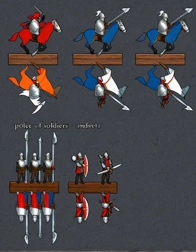 Miniature of fantasy warrior soldier and knight ,the armor in knights is painted to look like the same people,swordfighting,spearmen,swordfight,fighting poses,janissaries,pikemen,polearms,jailors,cros