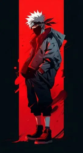 2d,killua,kakashi hatake,killua hunter x,naruto,red background,sensei,on a red background,vector art,minimalist wallpaper,kenjutsu,samurai,would a background,sōjutsu,ninja,scroll wallpaper,abel,vector illustration,blade,tumblr icon