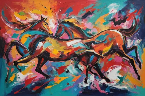 colorful horse,two-horses,painted horse,horses,horse running,man and horses,fire horse,equine,bay horses,laughing horse,horseman,unicorn art,arabian horses,carnival horse,horse-heal,carousel horse,wild horses,horsemen,horse horses,oil painting on canvas,Conceptual Art,Oil color,Oil Color 20