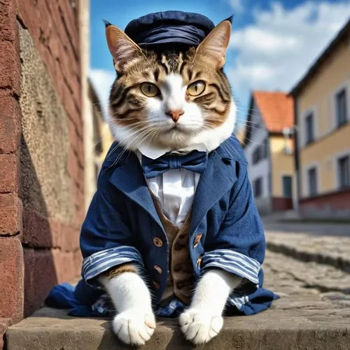 cat european,vintage cat,cat sparrow,street cat,cat image,stationmaster,katzen,oktoberfest cats,officier,bellhop,figaro,tabby cat,bellboy,supercat,formal attire,worldcat,mehitabel,animals play dress-up,sailor,bulgakov,Photography,General,Realistic