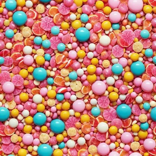 seamless candy ground texture,this is a close up view of an edible candy,orbeez,candy pattern,ufdots,bonbons,nonpareils,candy eggs,Illustration,Abstract Fantasy,Abstract Fantasy 11