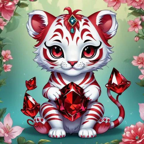 white tiger,flower cat,felidae,type royal tiger,lucky cat,royal tiger,forest king lion,flower animal,blossom kitten,asian tiger,chestnut tiger,tiger lily,lion white,kyi-leo,ocelot,capricorn kitz,queen of hearts,white bengal tiger,tigerle,blood clover,Illustration,Abstract Fantasy,Abstract Fantasy 10