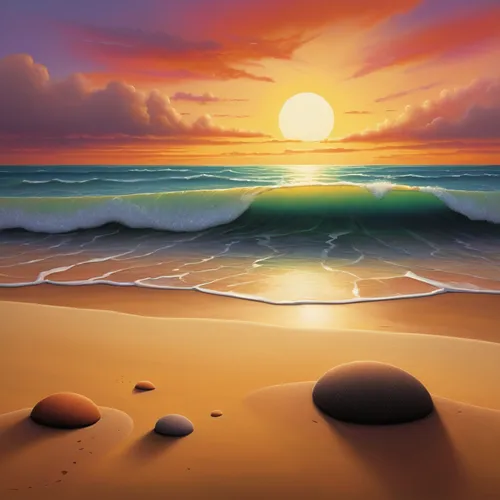 beach landscape,sunrise beach,beach scenery,landscape background,seascape,sea landscape,sunset beach,world digital painting,coast sunset,dream beach,coastal landscape,beautiful beach,ocean background,sun and sea,background vector,beach background,beautiful beaches,sunburst background,digital painting,cartoon video game background,Illustration,Abstract Fantasy,Abstract Fantasy 22