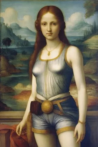 a painting of a beautiful woman wearing a dress,gioconda,monalisa,mona lisa,perugino,botero,woman sitting,Art,Classical Oil Painting,Classical Oil Painting 04