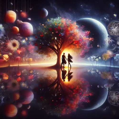 fantasy picture,dream world,celestial bodies,parallel worlds,parallel world,space art,fantasy art,colorful tree of life,universe,imagination,tree of life,dreamland,the universe,fractals art,psychedelic art,scene cosmic,inner space,other world,astronomy,garden of eden