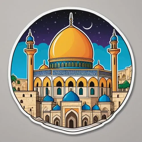 dome of the rock,al-aqsa,arabic background,jerusalem,muslim background,decorative plate,icon magnifying,islamic pattern,circular ornament,islamic architectural,ramadan background,kippah,abu-dhabi,mosques,clipart sticker,islamic lamps,united arab emirates,islamic,grand mosque,astronomical clock,Unique,Design,Sticker